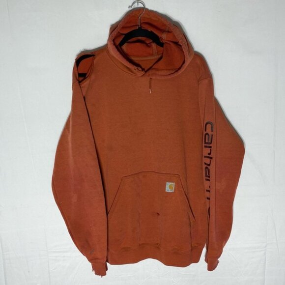 Carhartt Orange Heavily Distressed Pullover Hoodie M - Picture 16 of 16
